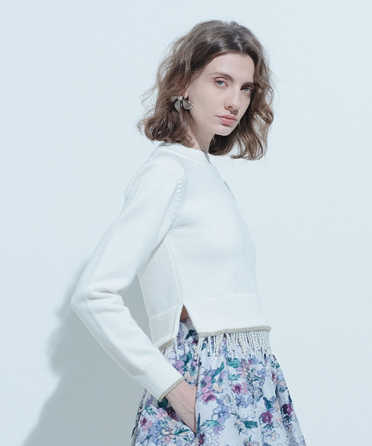 LOULOU WILLOUGHBY 【LOULOU WILLOUGHBY】パールフリンジフェザープルオーバー オフホワイト (02)