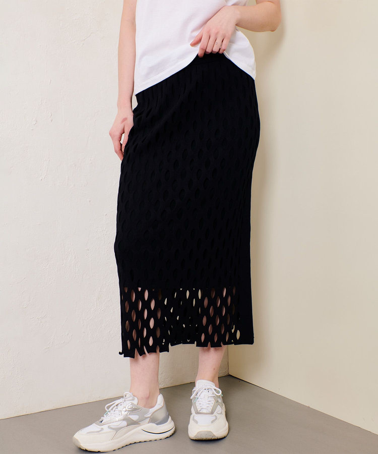 allureville ハンモックフリンジスカート ブラック (95)