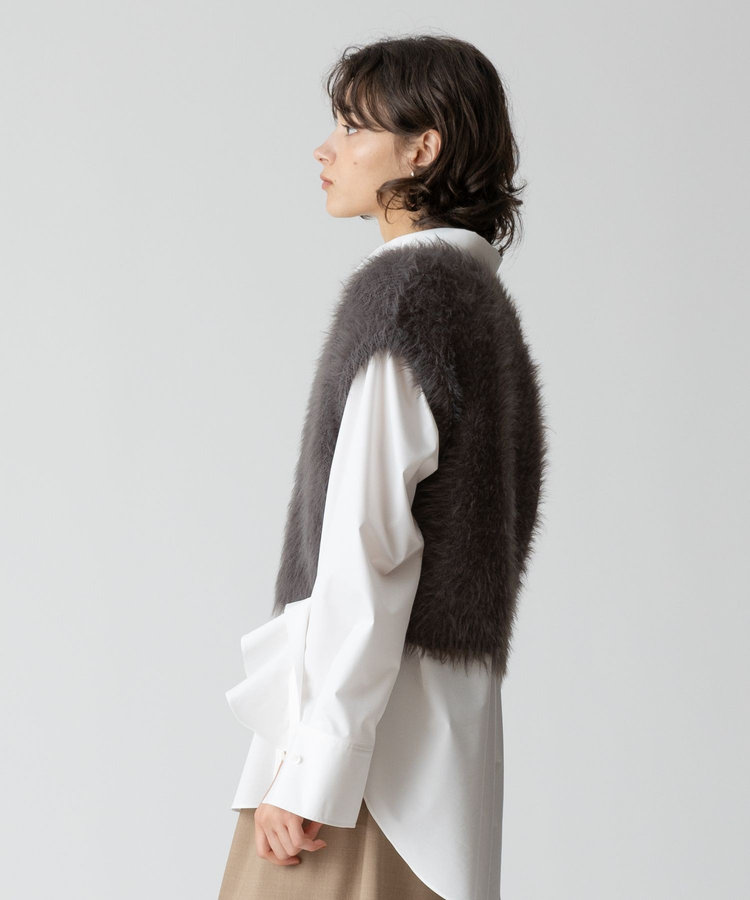 allureville シャギーオーバー2WAYベスト チャコールグレー (94)