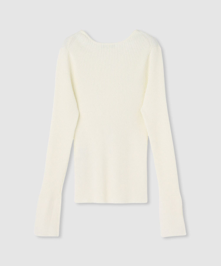 allureville 袖釦Vネックプルオーバー オフホワイト (02)