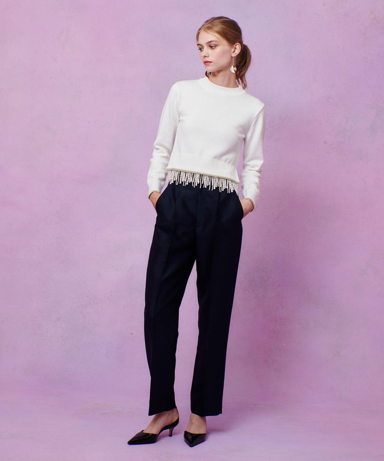 LOULOU WILLOUGHBY 【LOULOU WILLOUGHBY】パールフリンジフェザープルオーバー オフホワイト (02)