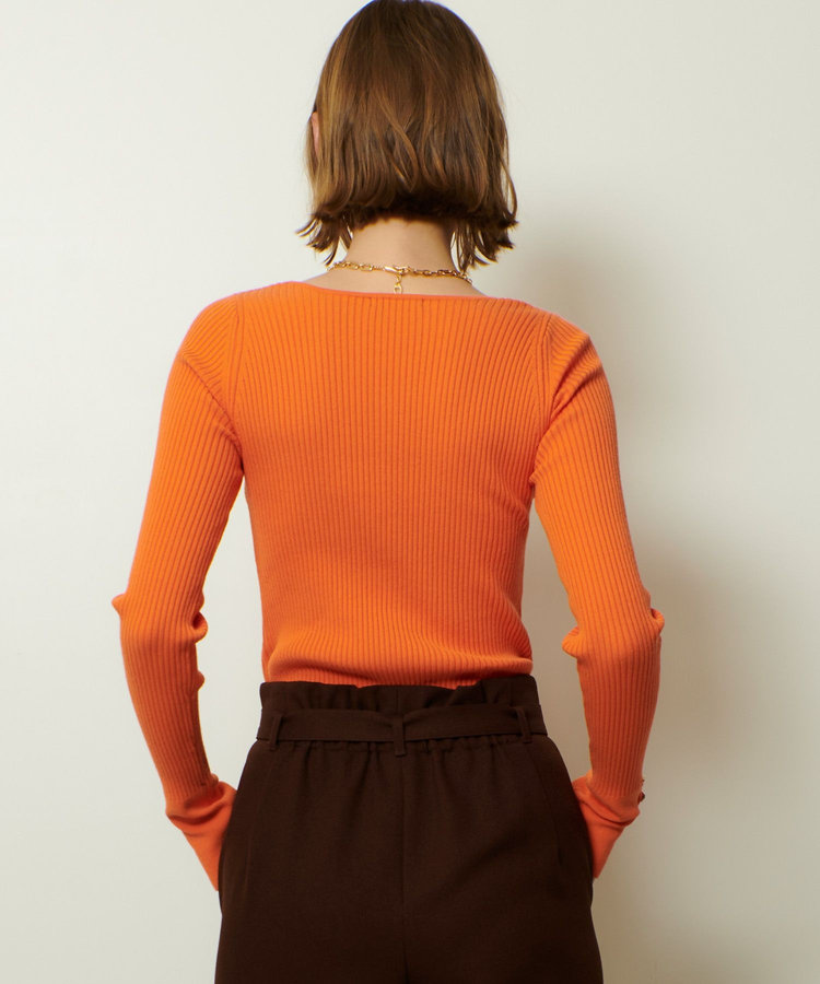 allureville 袖釦Vネックプルオーバー オレンジ (31)