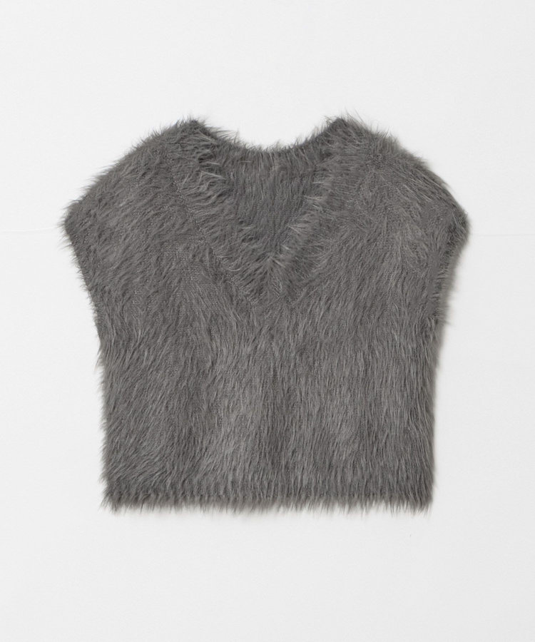 allureville シャギーオーバー2WAYベスト チャコールグレー (94)