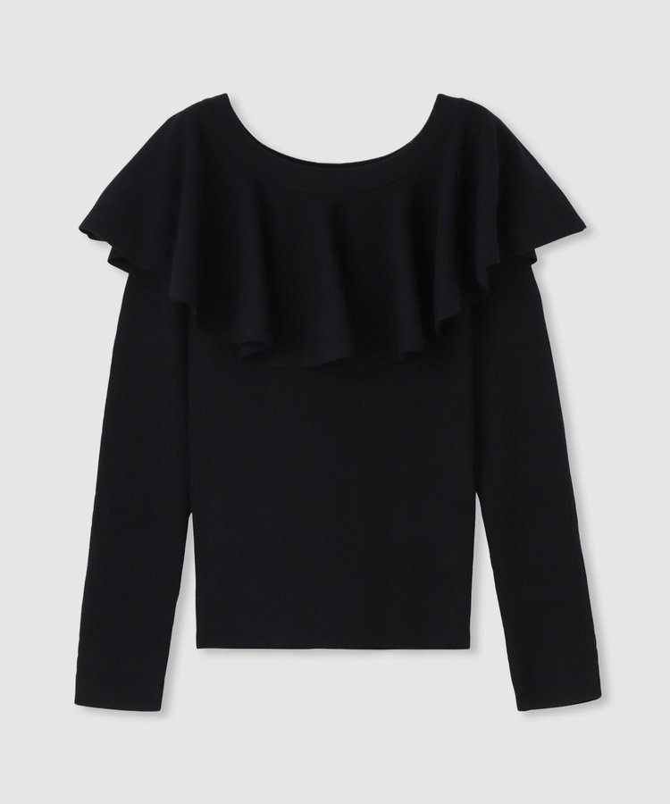 LOULOU WILLOUGHBY 【LOULOU WILLOUGHBY】ラッフルオフショルプルオーバー ブラック (95)