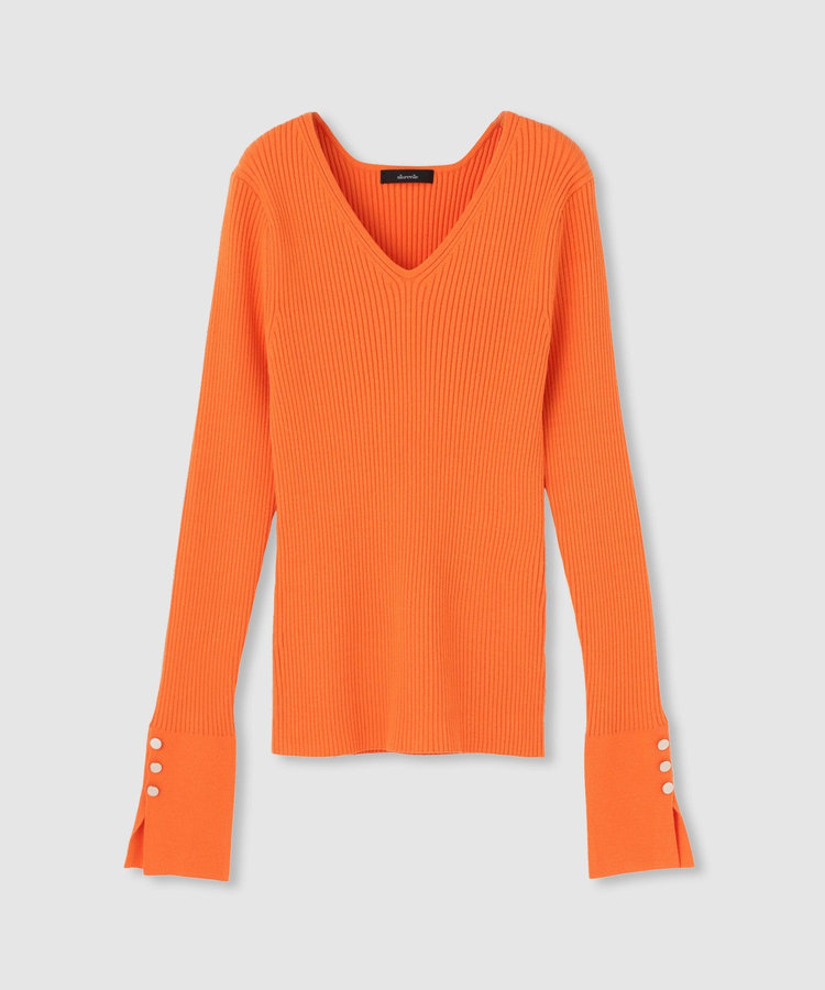 allureville 袖釦Vネックプルオーバー オレンジ (31)