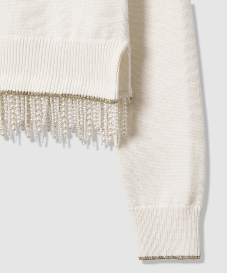 LOULOU WILLOUGHBY 【LOULOU WILLOUGHBY】パールフリンジフェザープルオーバー オフホワイト (02)