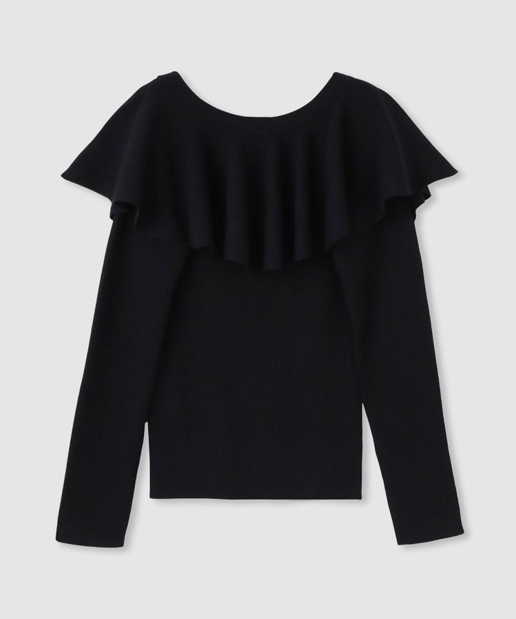 LOULOU WILLOUGHBY 【LOULOU WILLOUGHBY】ラッフルオフショルプルオーバー ブラック (95)