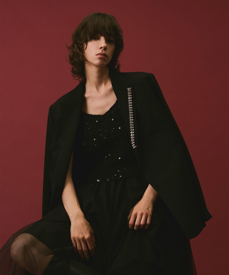 allureville ウールボタンレスジャケット ブラック (95)