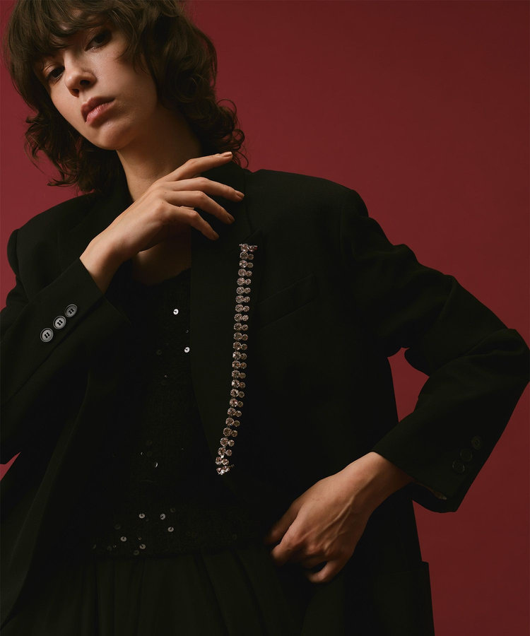 allureville ウールボタンレスジャケット ブラック (95)