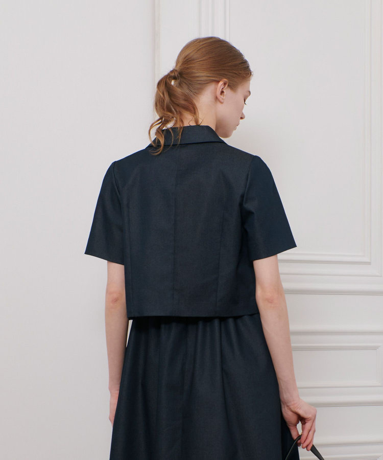 LOULOU WILLOUGHBY 【LOULOU WILLOUGHBY】シャンブレー半袖ジャケット ネイビー (65)