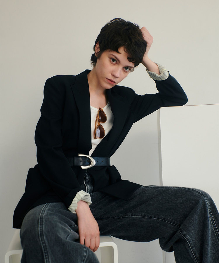 allureville ウールボタンレスジャケット ブラック (95)