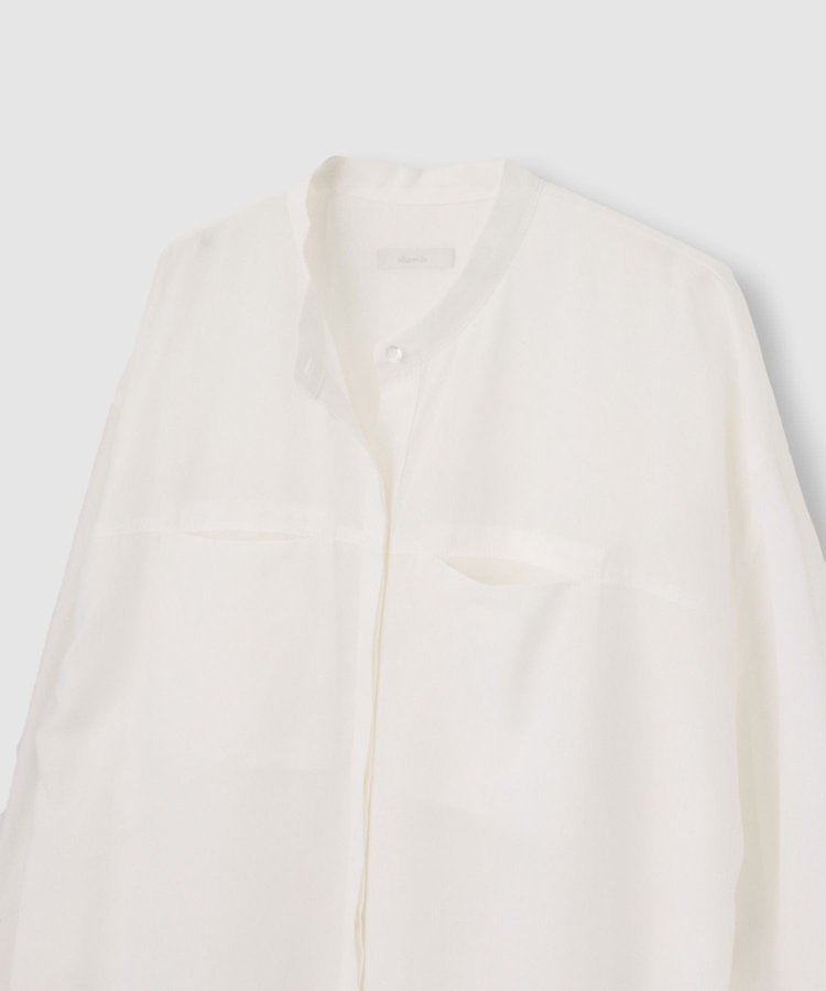 allureville ダンガリーバンドカラーシャツ オフホワイト (02)