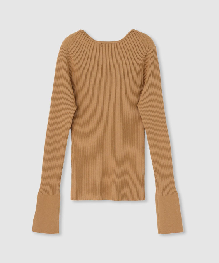 allureville 袖釦Vネックプルオーバー キャメル (84)