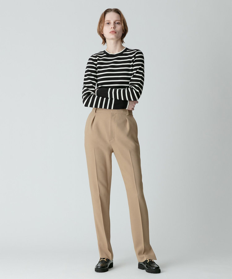 allureville サイドスリットテーパードパンツ ベージュ (11)