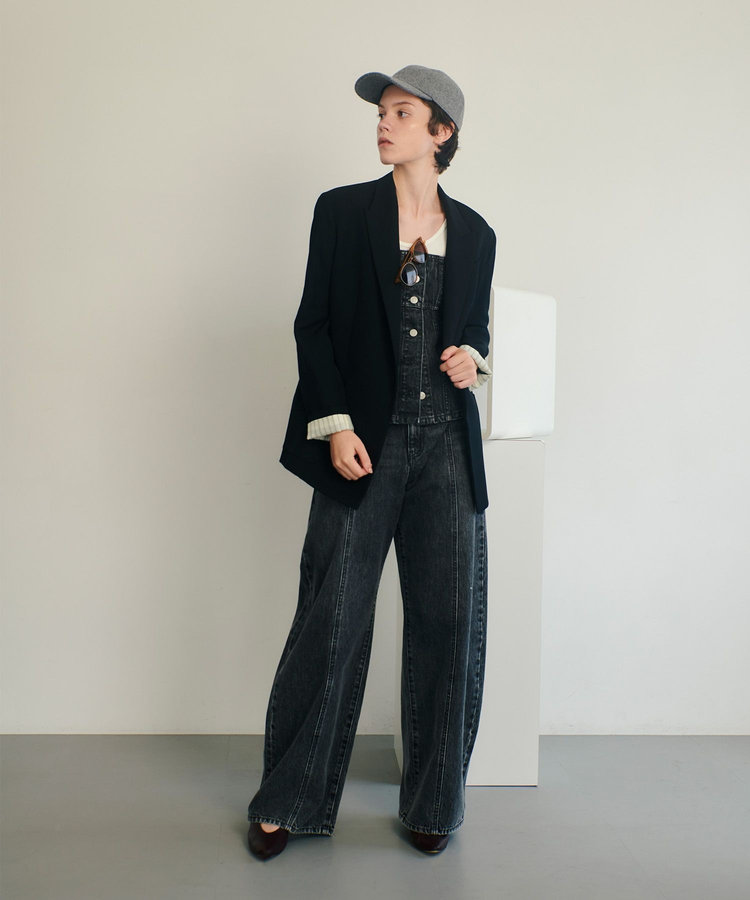 allureville ウールボタンレスジャケット ブラック (95)