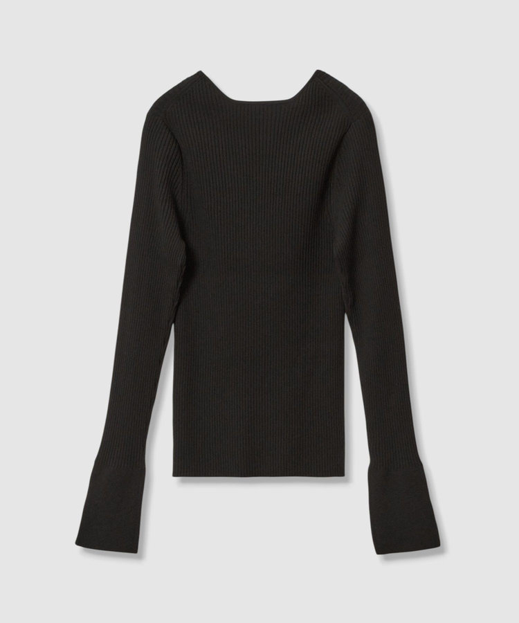 allureville 袖釦Vネックプルオーバー ブラック (95)