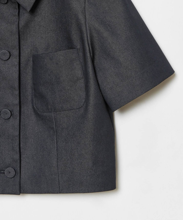 LOULOU WILLOUGHBY 【LOULOU WILLOUGHBY】シャンブレー半袖ジャケット ネイビー (65)