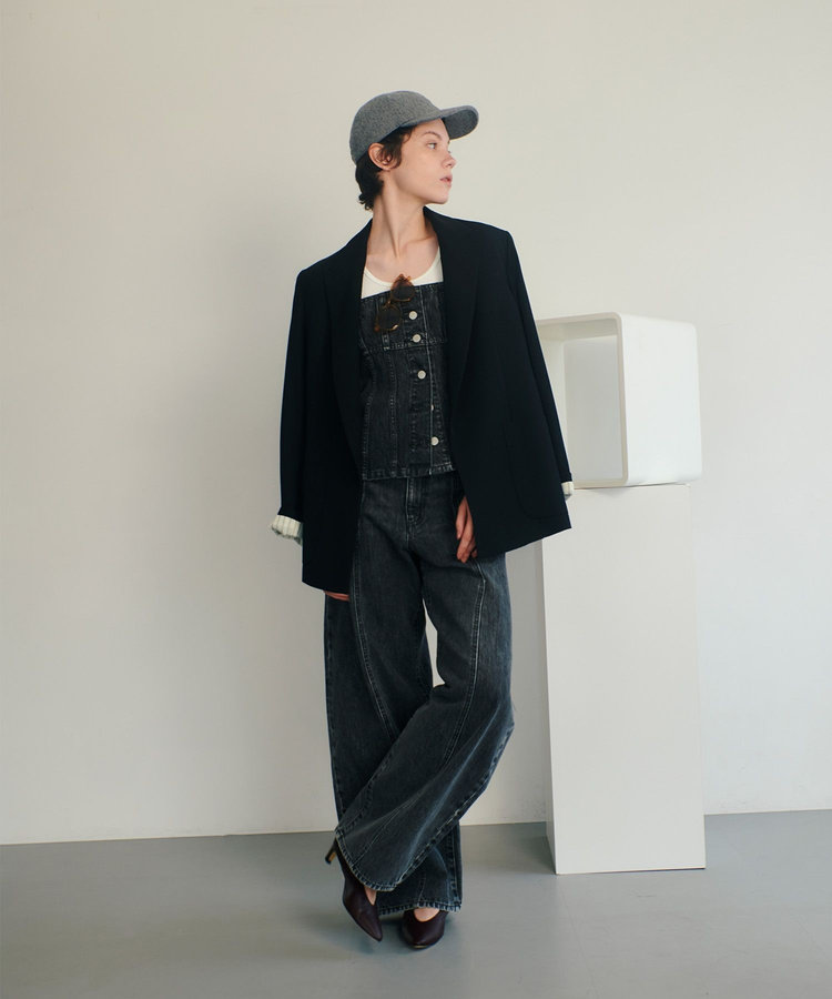 allureville ウールボタンレスジャケット ブラック (95)