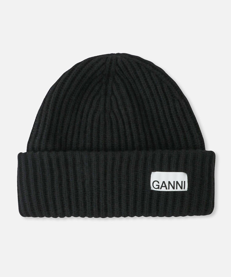 buying 【GANNI(ガニー)】 STRUCTURED RIB BEANIE ブラック (95)