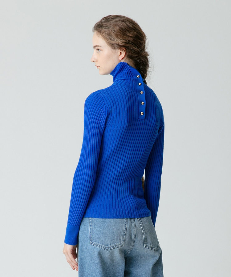 allureville 釦ディティール2WAY ネックリブプルオーバー ブルー (61)