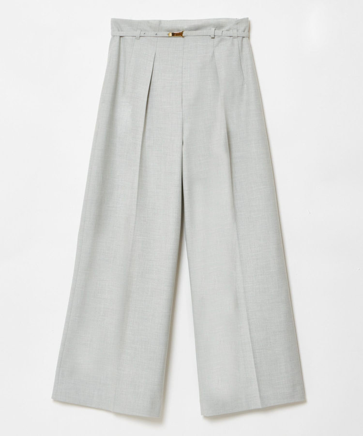 allureville ポリエステル/Wストレッチタックパンツ ライトグレー (91)