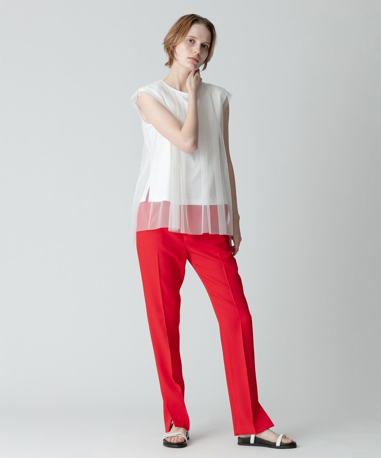 allureville サイドスリットテーパードパンツ レッド (43)