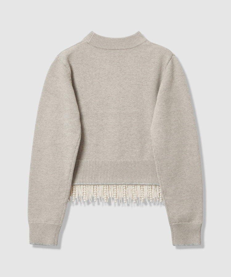 LOULOU WILLOUGHBY 【LOULOU WILLOUGHBY】パールフリンジフェザープルオーバー ライトグレー (91)