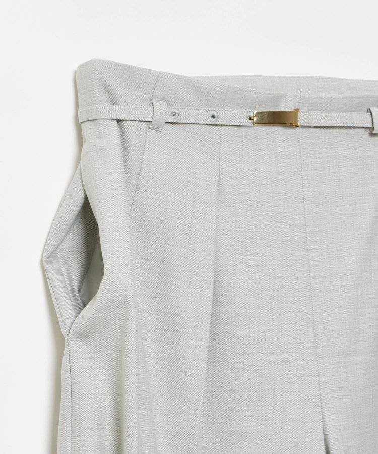 allureville ポリエステル/Wストレッチタックパンツ ライトグレー (91)