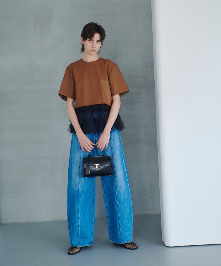 allureville フェイクレザーTブラウス ブラウン (81)