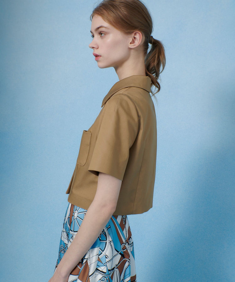 LOULOU WILLOUGHBY 【LOULOU WILLOUGHBY】シャンブレー半袖ジャケット キャメル (84)