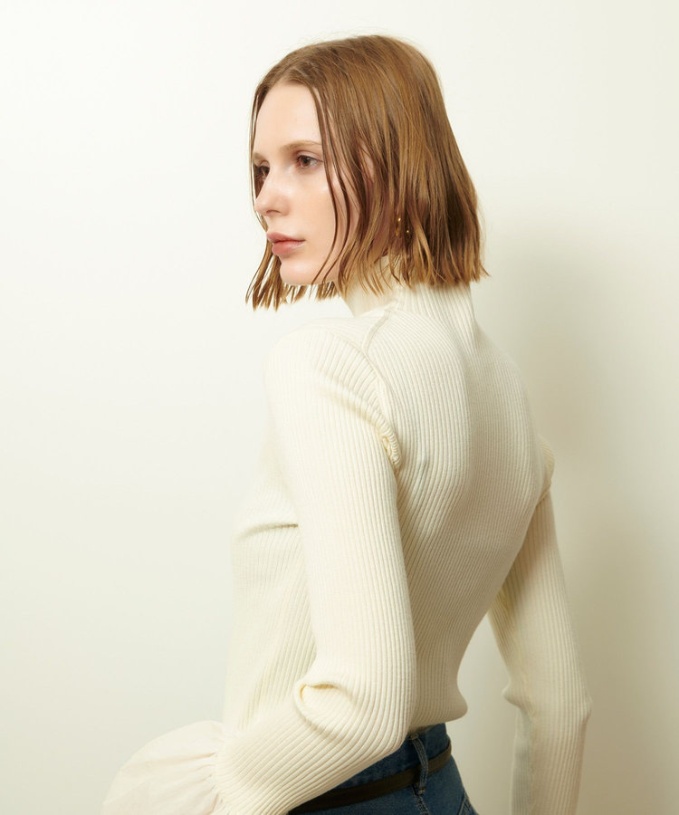 allureville タフタバルーンスリーブコンビプルオーバー オフホワイト (02)