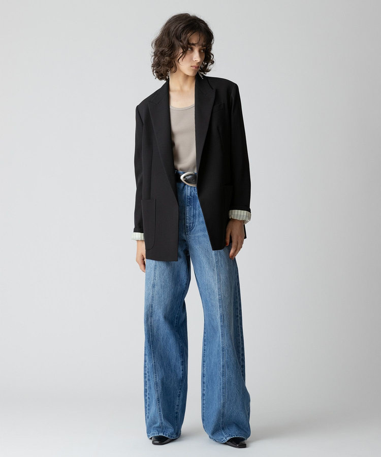 allureville ウールボタンレスジャケット ブラック (95)