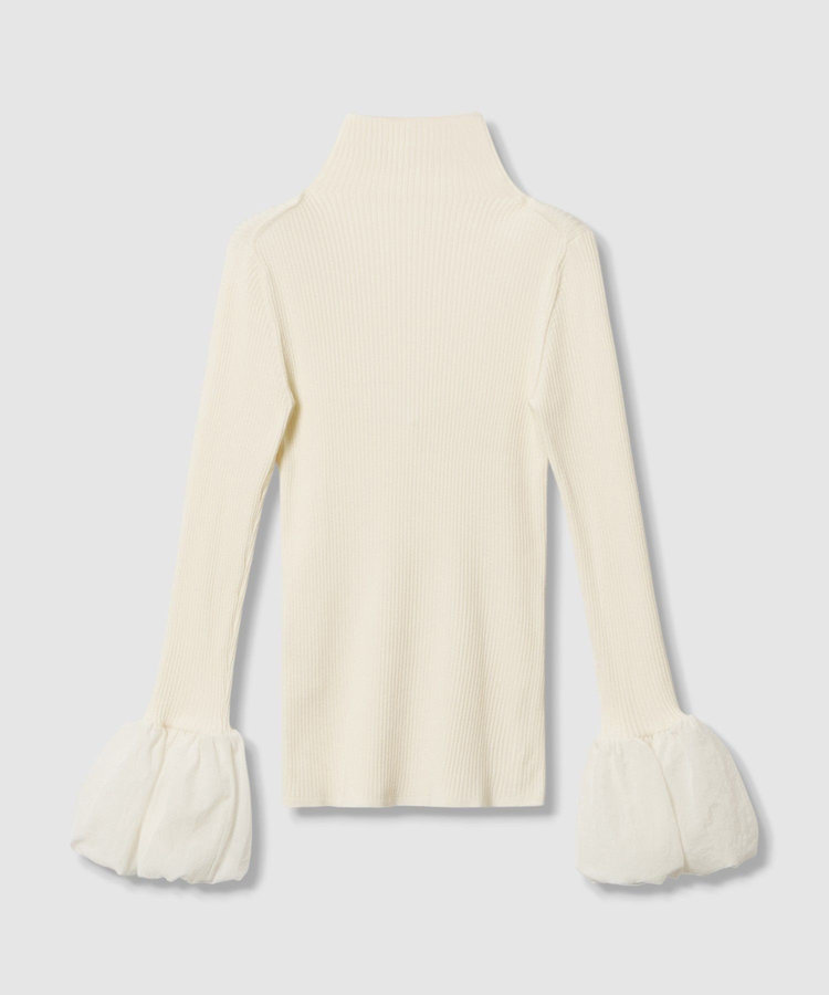 allureville タフタバルーンスリーブコンビプルオーバー オフホワイト (02)