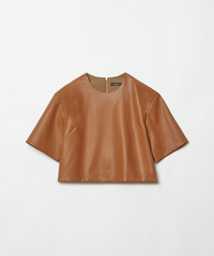 allureville フェイクレザーTブラウス ブラウン (81)