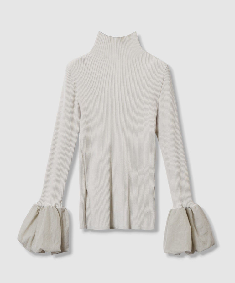 allureville タフタバルーンスリーブコンビプルオーバー ライトグレー (91)