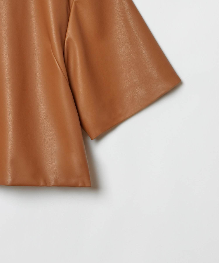 allureville フェイクレザーTブラウス ブラウン (81)