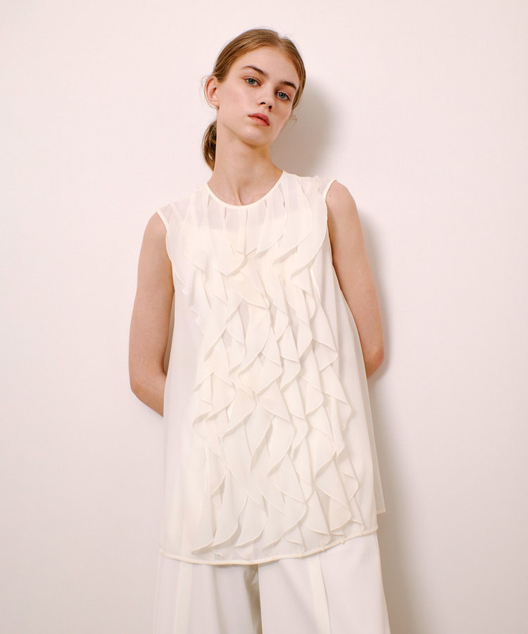 LOULOU WILLOUGHBY 【LOULOU WILLOUGHBY】シフォンラッフルブラウス オフホワイト (02)