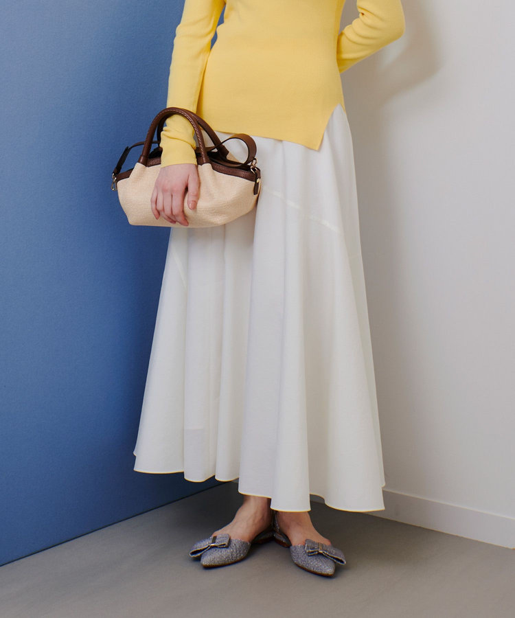 allureville オーガンジー切替フレアスカート アイボリー (04)