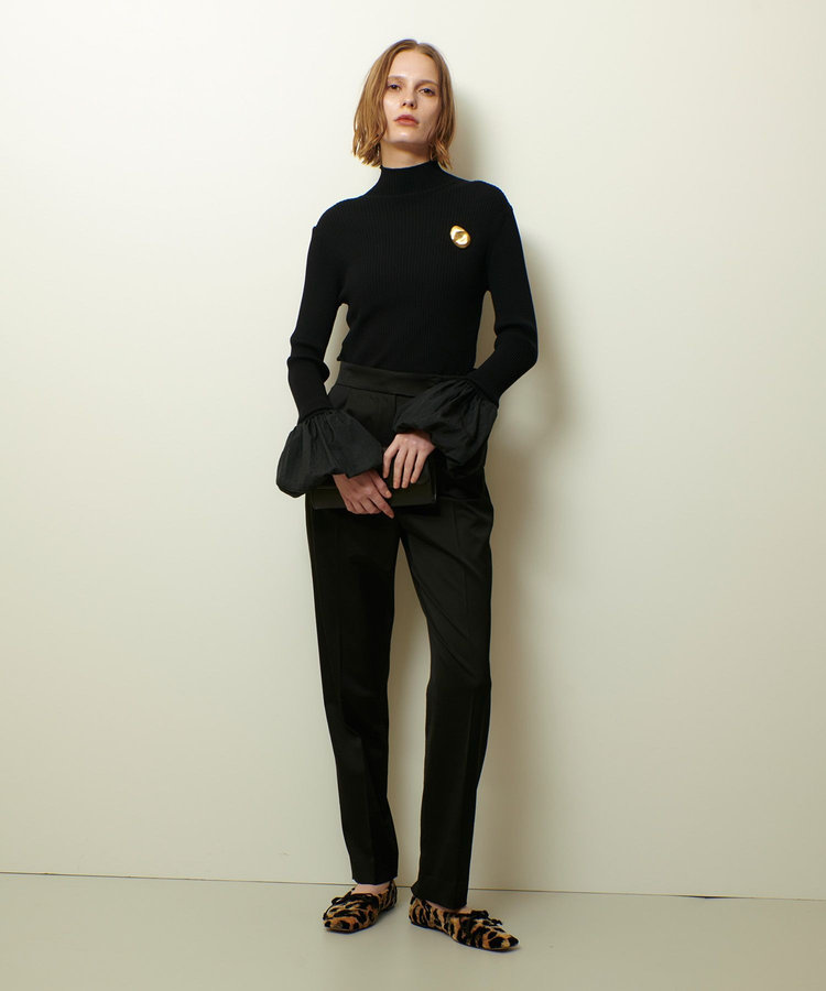 allureville タフタバルーンスリーブコンビプルオーバー ブラック (95)