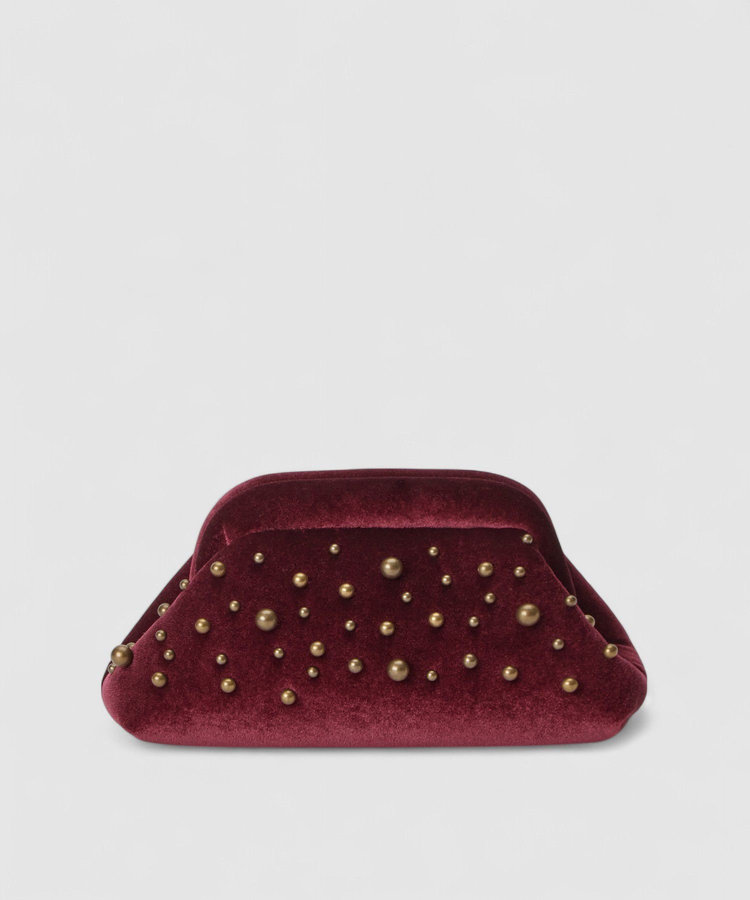 buying caterina bertini (カテリーナ ベルティーニ) STUDS VELVET クラッチバッグ ボルドー (44)