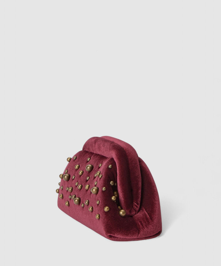 buying 【caterina bertini (カテリーナ ベルティーニ)】 STUDS VELVET クラッチバッグ ボルドー (44)
