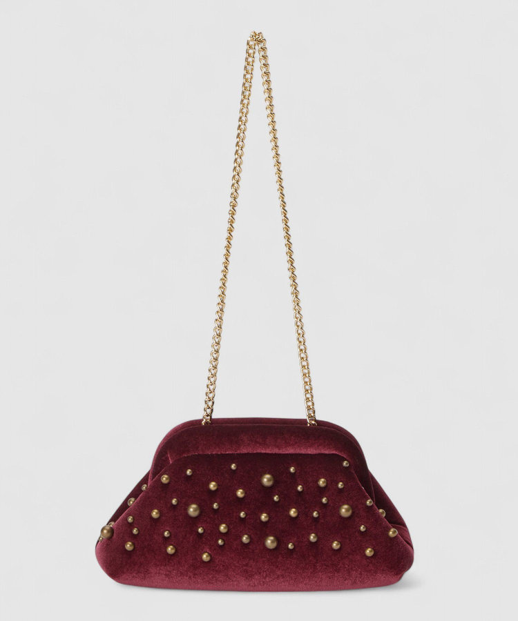 buying 【caterina bertini (カテリーナ ベルティーニ)】 STUDS VELVET クラッチバッグ ボルドー (44)