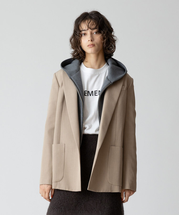 allureville ウールボタンレスジャケット ベージュ (11)