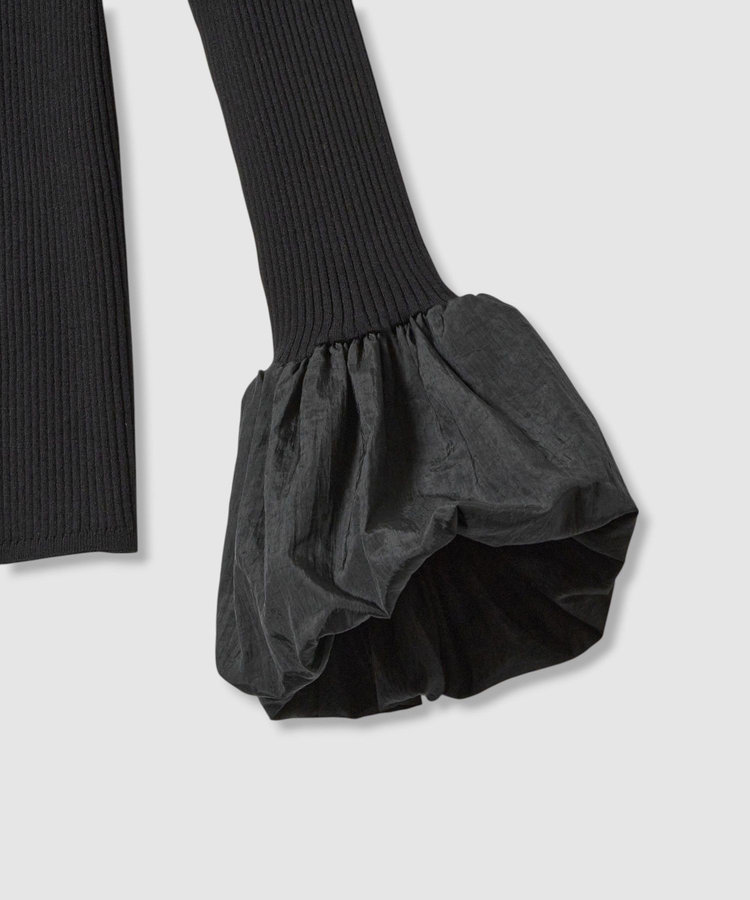 allureville タフタバルーンスリーブコンビプルオーバー ブラック (95)