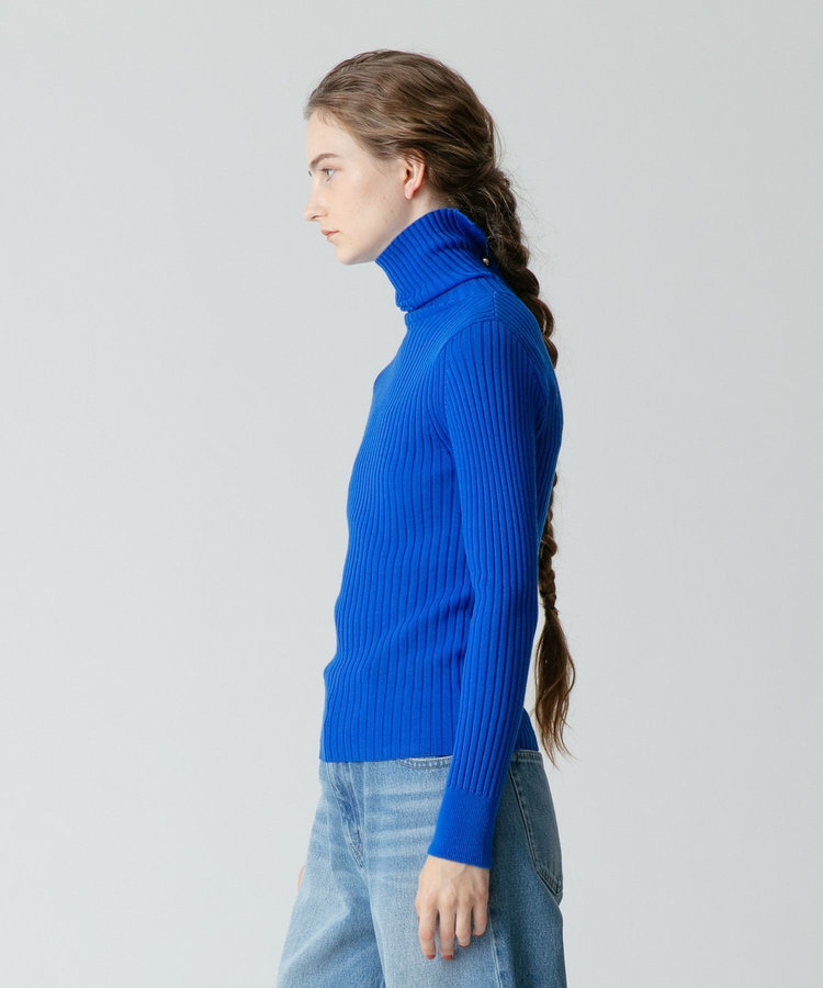 allureville 釦ディティール2WAY ネックリブプルオーバー ブルー (61)