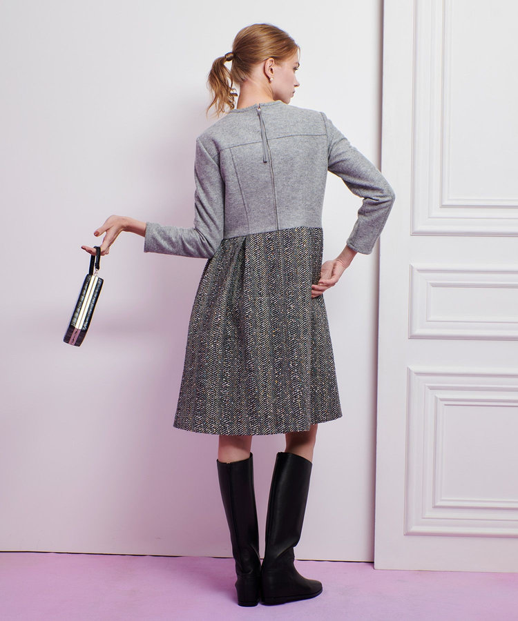 LOULOU WILLOUGHBY 【LOULOU WILLOUGHBY】LINTONラメツイードワンピース グレー (92)