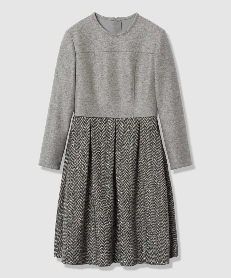 LOULOU WILLOUGHBY 【LOULOU WILLOUGHBY】LINTONラメツイードワンピース グレー (92)