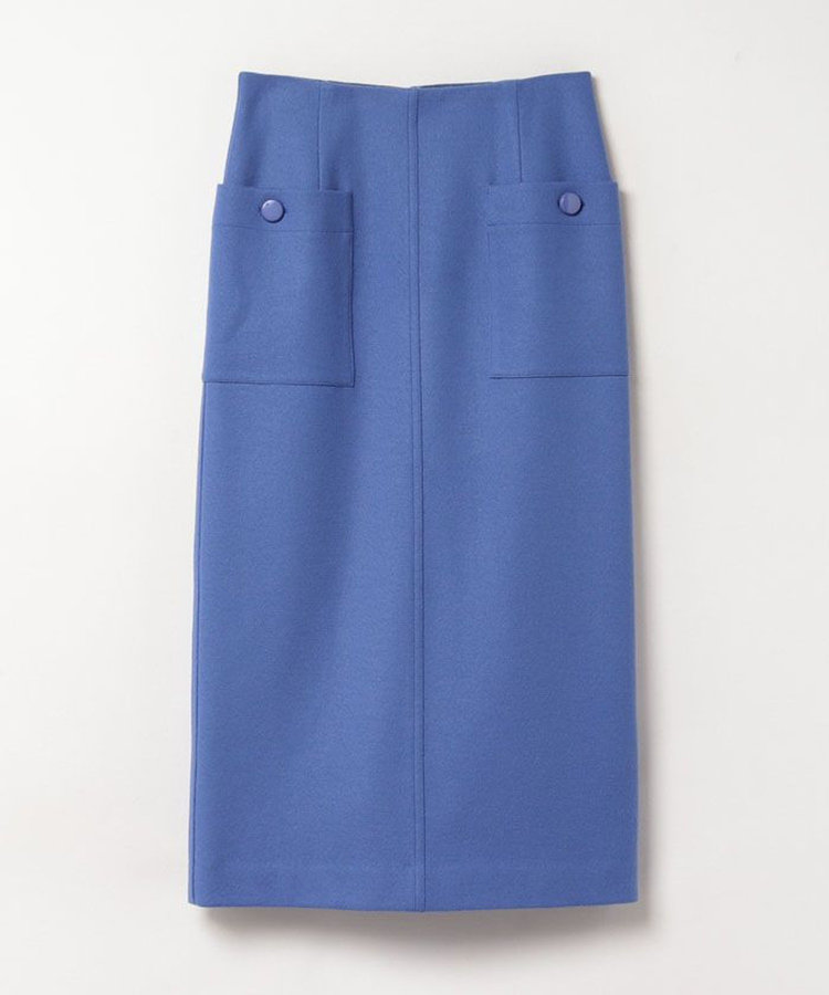 allureville カラーメルトン釦付きタイトスカート ブルー (61)