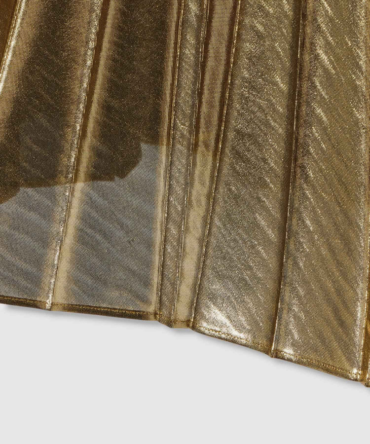 allureville メタリック切替プリーツスカート ゴールド (30)