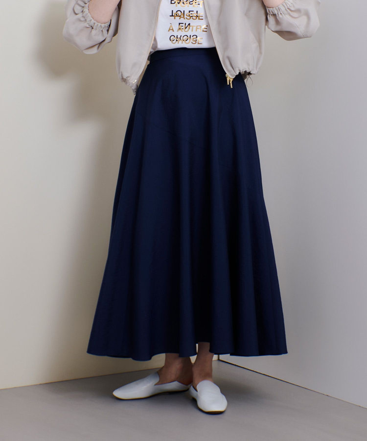 allureville オーガンジー切替フレアスカート ネイビー (65)